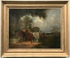 Style of William J Shayer  Loading the Hay Cart  Original Antique Oil Painting