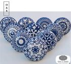 Blue and white ceramic drawer knobs wardrobe handles sets of 2/4/6/8/10/12/14/16