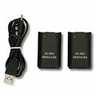 2X For Xbox 360 Wireless Controller Rechargeable Battery Pack USB Charger Cable
