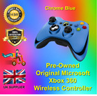 Genuine Microsoft Chrome Blue Xbox 360 Wireless Controller *FREE FAST DELIVERY*